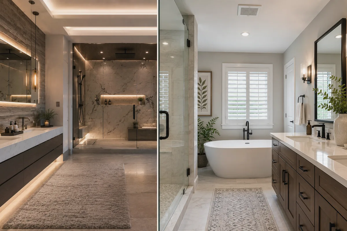 Finished North Port bathroom remodeling tile and flooring with coordinated professional finishes