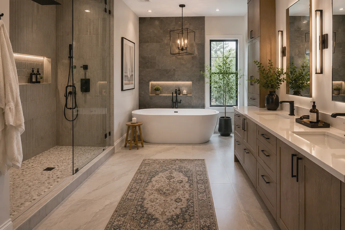 Finished North Port bathroom remodeling finish details with coordinated professional finishes