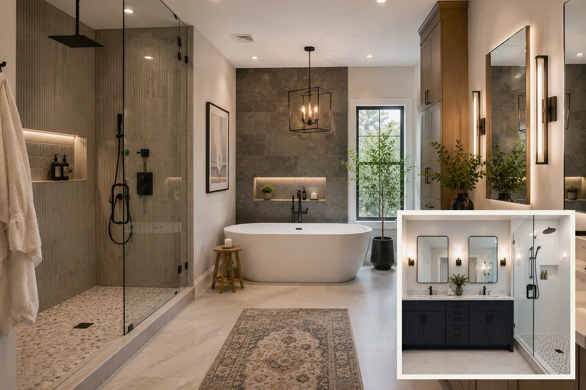 Finished Port Charlotte bathroom remodeling vanity and storage with coordinated professional finishes