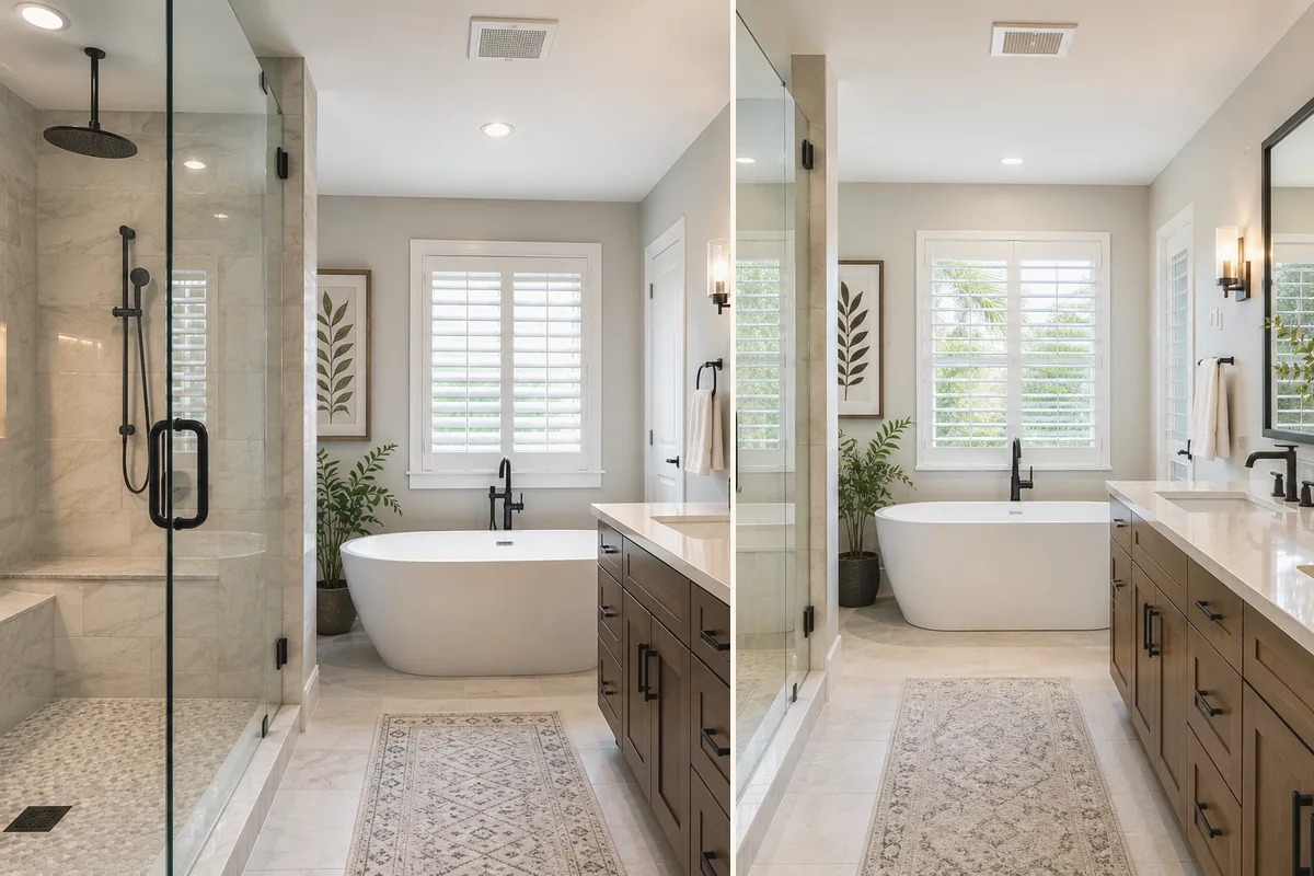 Finished Port Charlotte bathroom remodeling tile and flooring with coordinated professional finishes