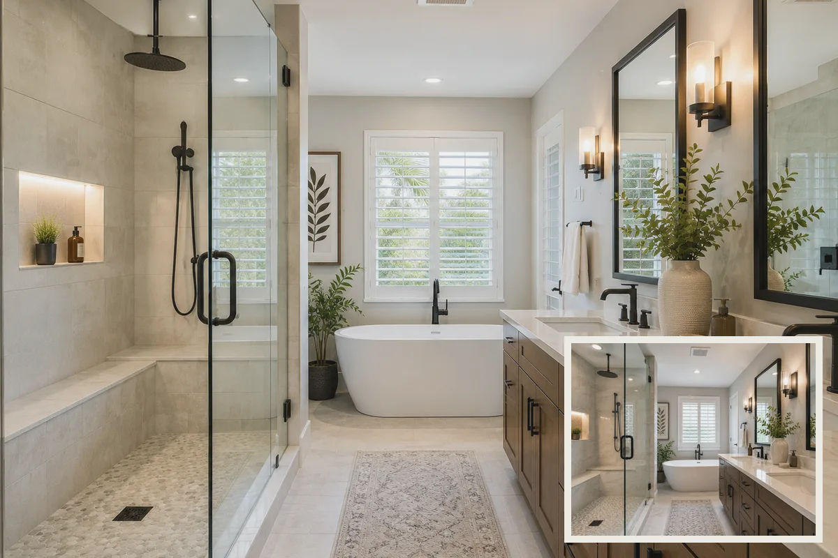 Finished Port Charlotte bathroom remodeling connected scope with coordinated professional finishes