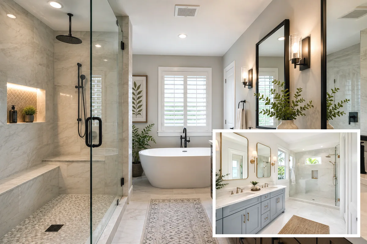 Finished Punta Gorda bathroom remodeling vanity and storage with coordinated professional finishes