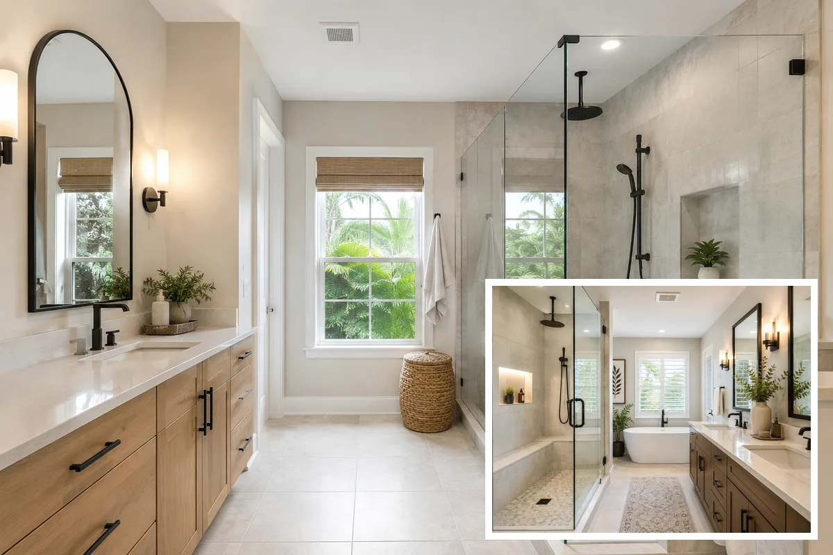 Finished Punta Gorda bathroom remodeling room layout with coordinated professional finishes