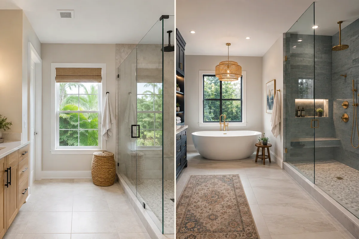 Finished Englewood bathroom remodeling tile and flooring with coordinated professional finishes