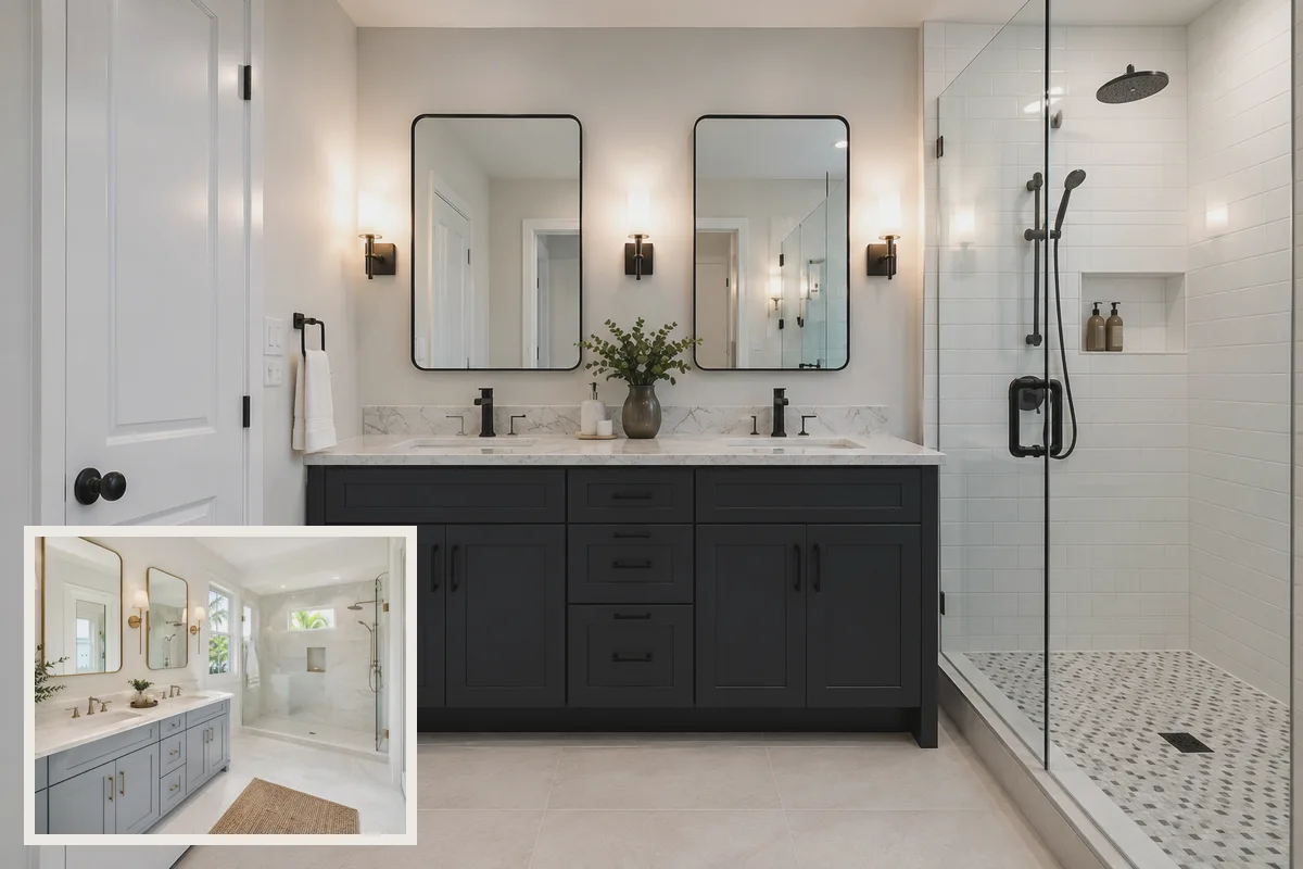 Finished Englewood bathroom remodeling connected scope with coordinated professional finishes