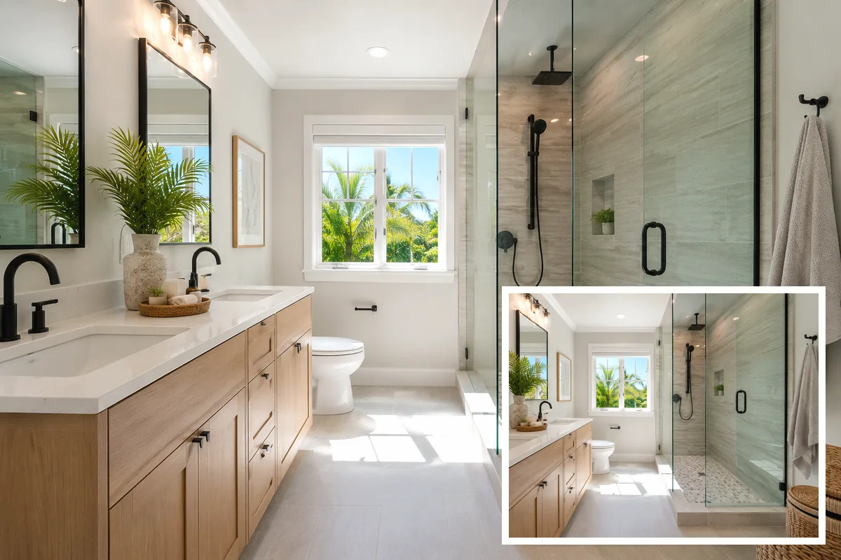 Finished Rotonda West bathroom remodeling room layout with coordinated professional finishes