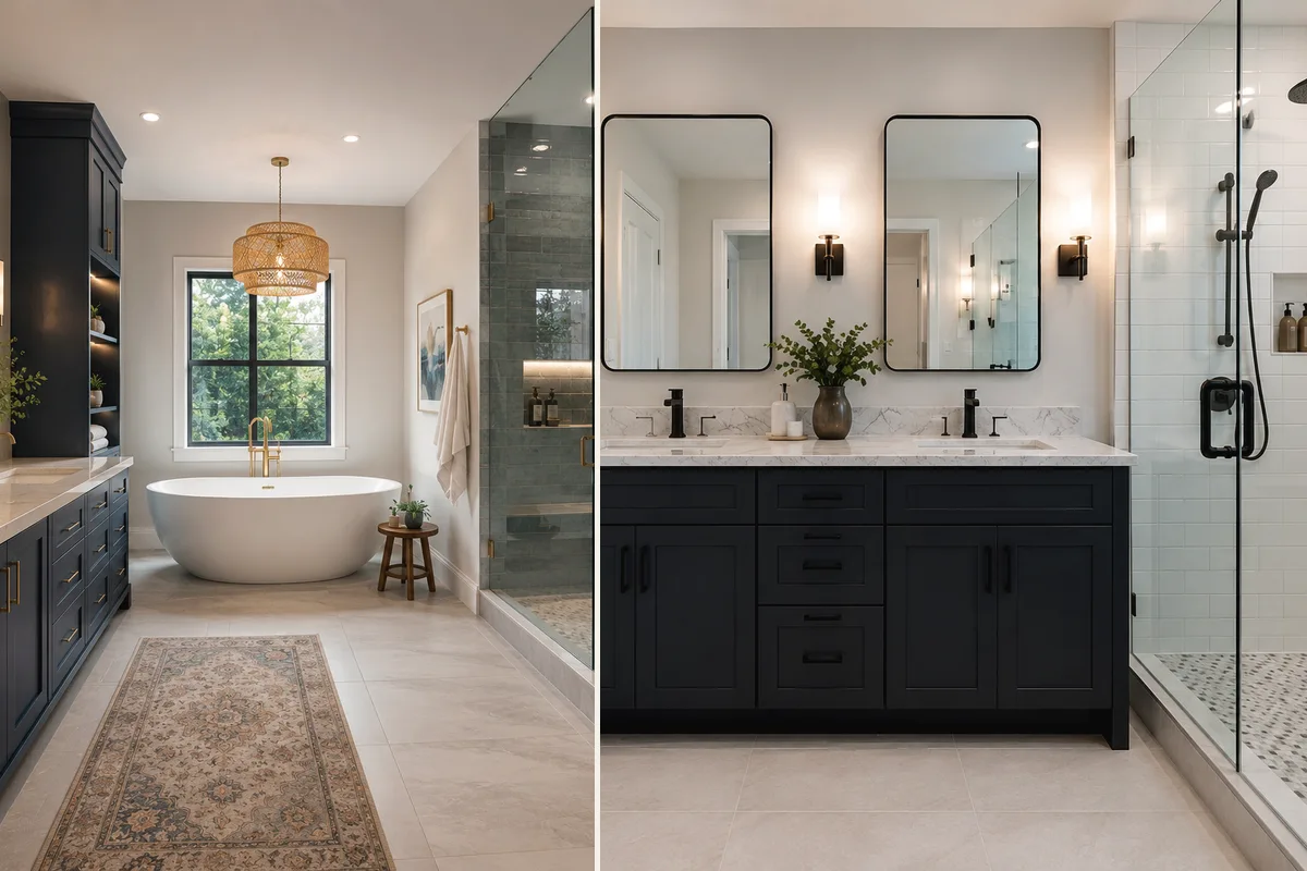 Finished Charlotte Harbor bathroom remodeling tile and flooring with coordinated professional finishes