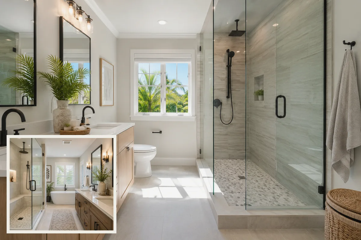 Finished Charlotte Harbor bathroom remodeling complete room with coordinated professional finishes