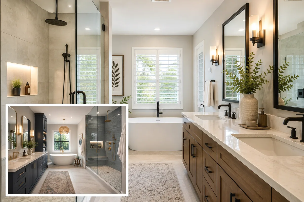 Finished Sarasota and Charlotte Counties bathroom remodeling vanity and storage with coordinated professional finishes