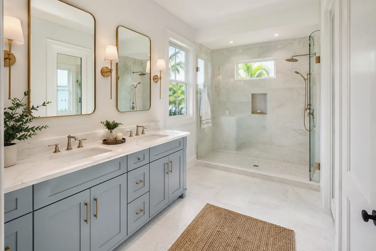 Finished Sarasota and Charlotte Counties bathroom remodeling complete room with coordinated professional finishes