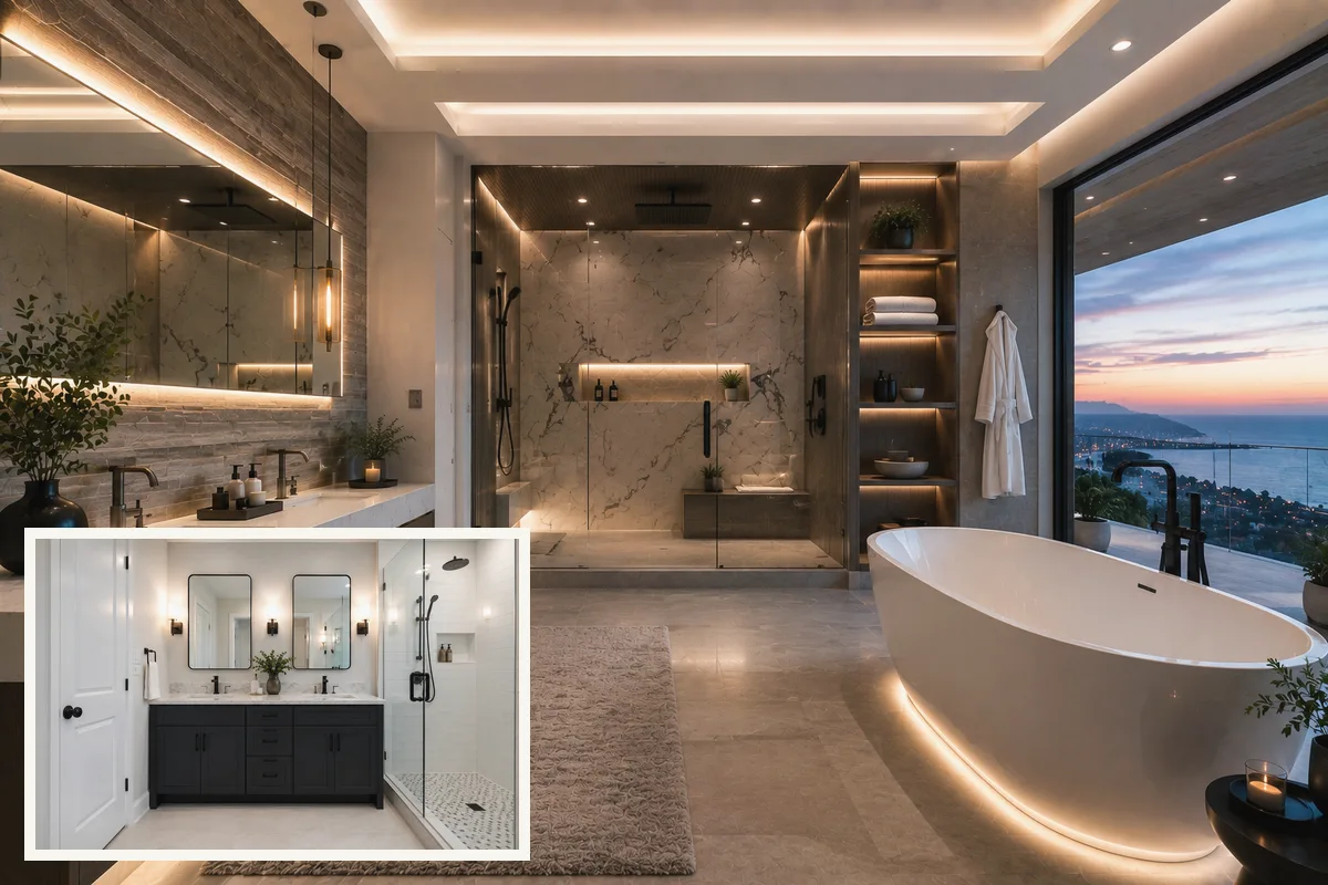Finished Sarasota County bathroom remodeling room layout with coordinated professional finishes