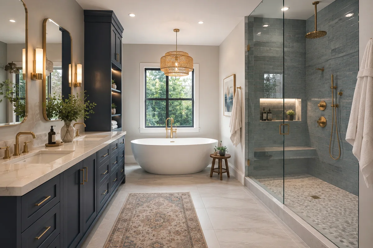 Finished Sarasota County bathroom remodeling finish details with coordinated professional finishes