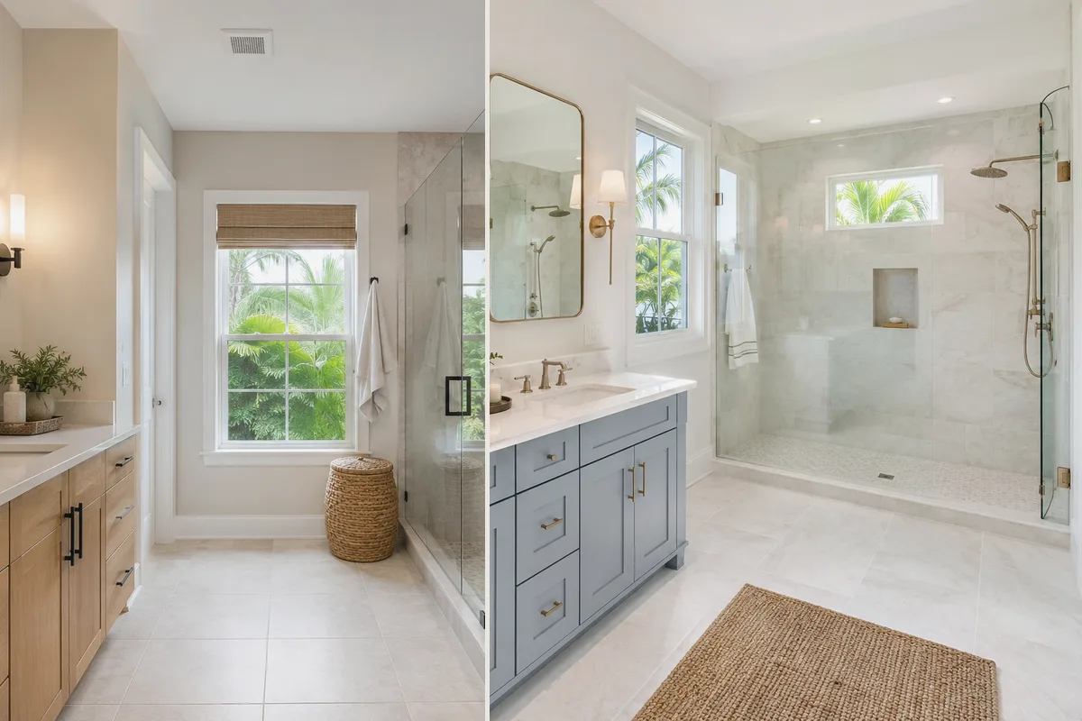 Finished Sarasota County bathroom remodeling complete room with coordinated professional finishes