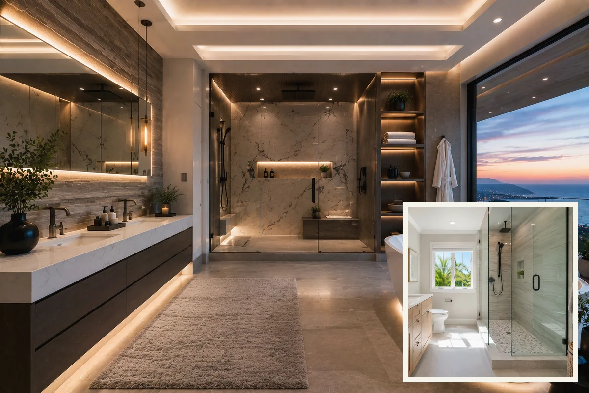 Finished Sarasota bathroom remodeling vanity and storage with coordinated professional finishes