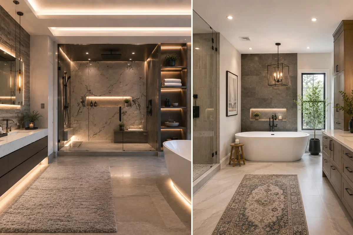 Finished Venice bathroom remodeling glass shower with coordinated professional finishes