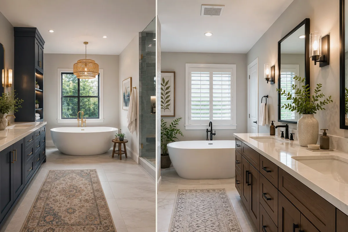 Finished Venice bathroom remodeling vanity and storage with coordinated professional finishes