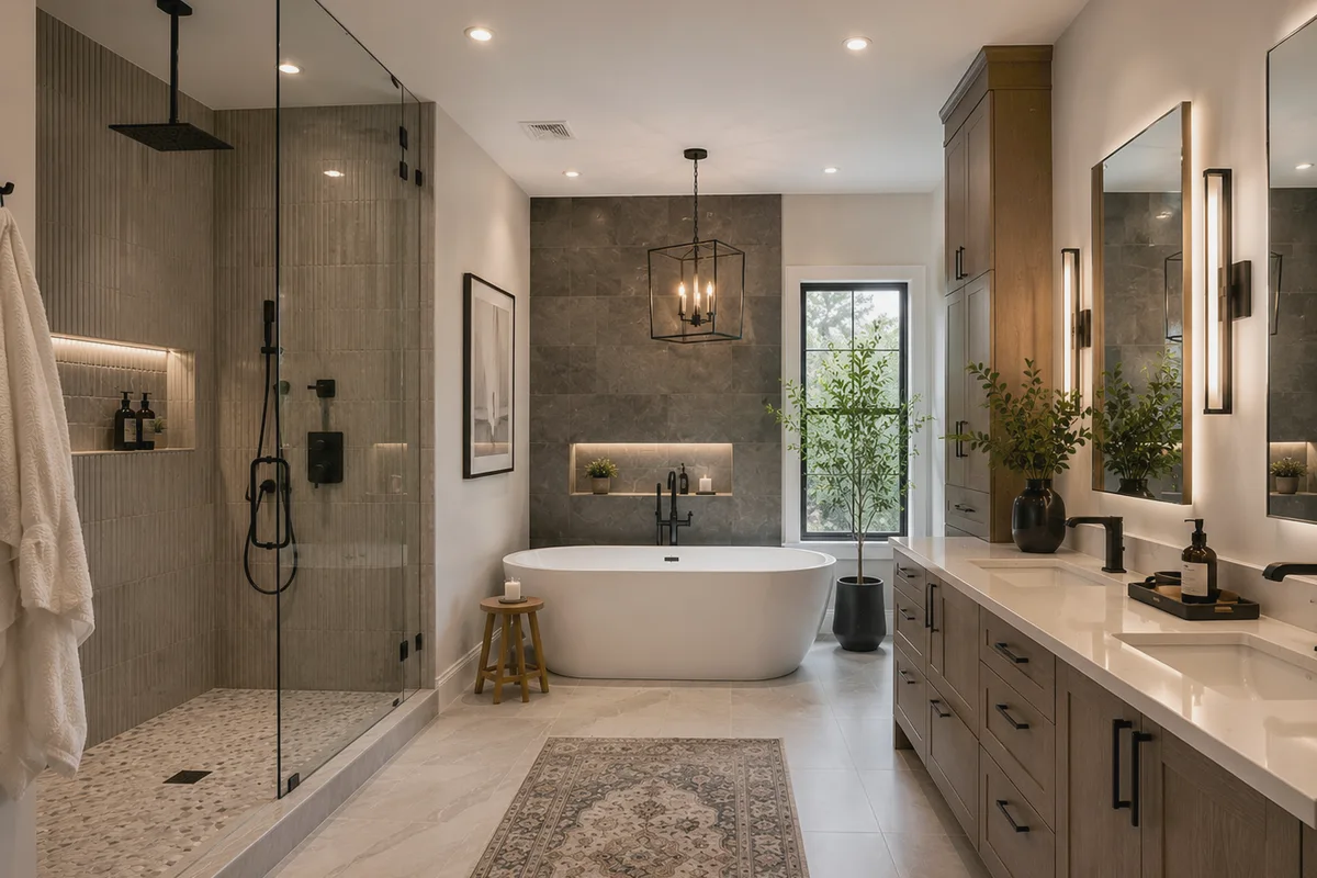 Finished Venice bathroom remodeling tile and flooring with coordinated professional finishes