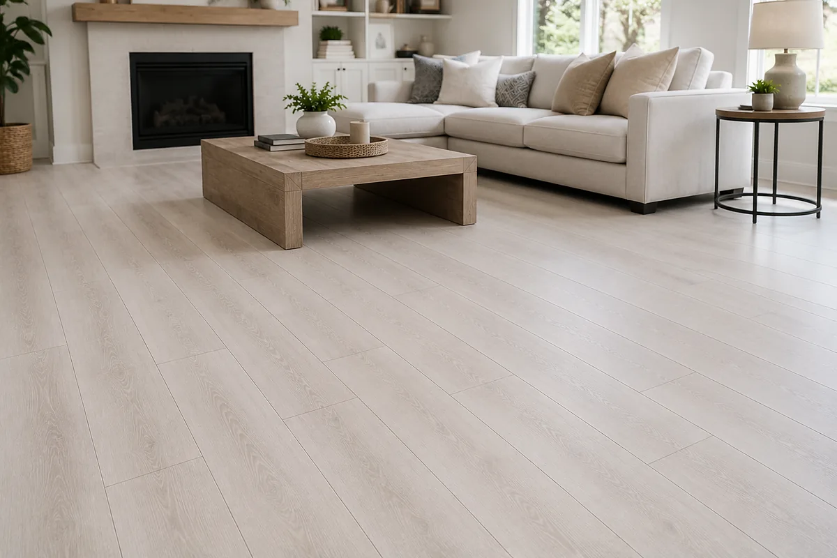 North Port finished flooring example: A light floor can refresh an established North Port home without making the room feel busy.