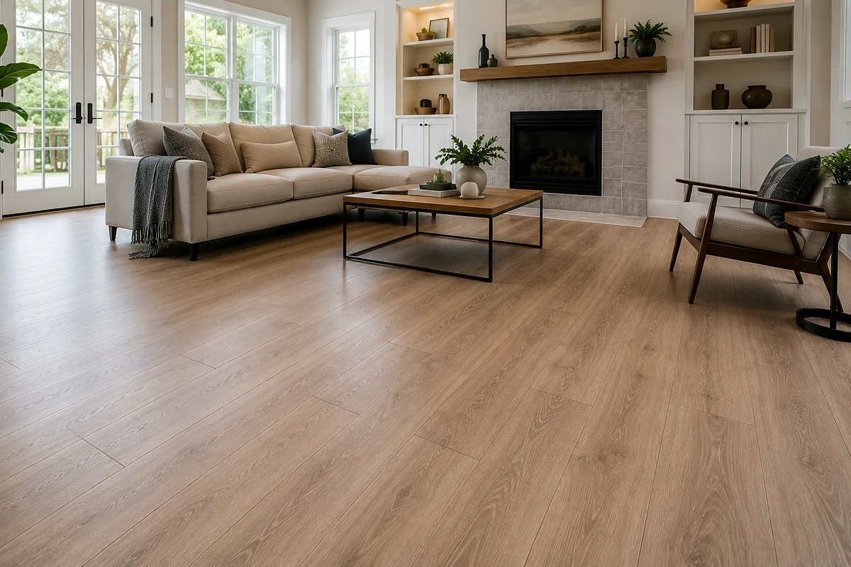 Sarasota finished flooring example: Warm finished floors help living spaces feel connected without drawing attention to transitions.