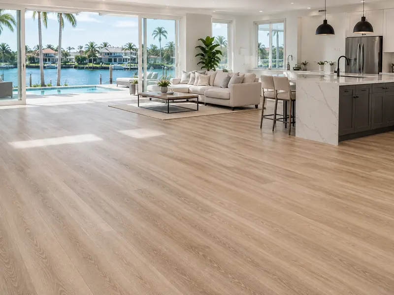 Open-concept flooring flow through a bright Southwest Florida interior