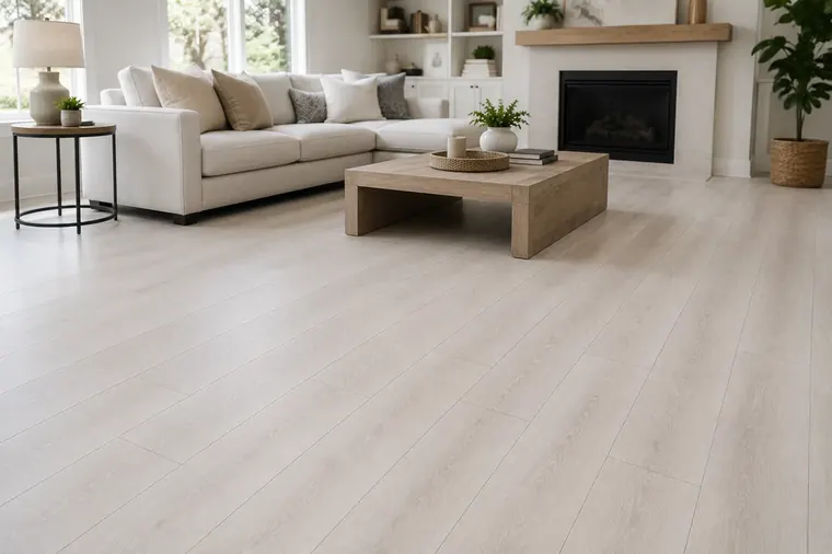 Light modern flooring in a bright living room