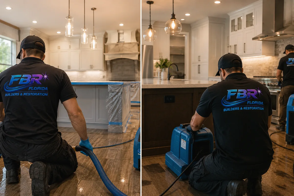 Finished kitchen remodeling in Englewood Florida with coordinated cabinets counters flooring and lighting