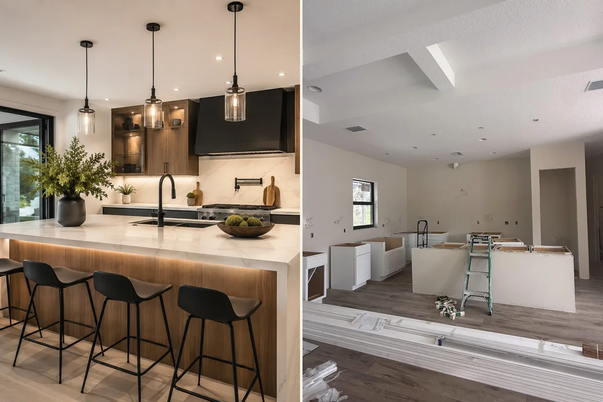 Kitchen remodeling detail for Punta Gorda showing coordinated finished-room work