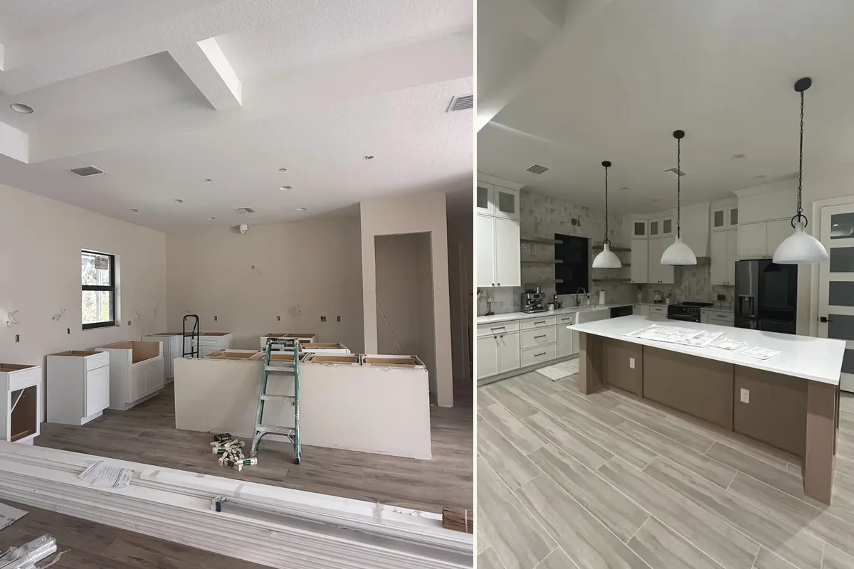 Kitchen remodeling detail for Punta Gorda showing coordinated finished-room work