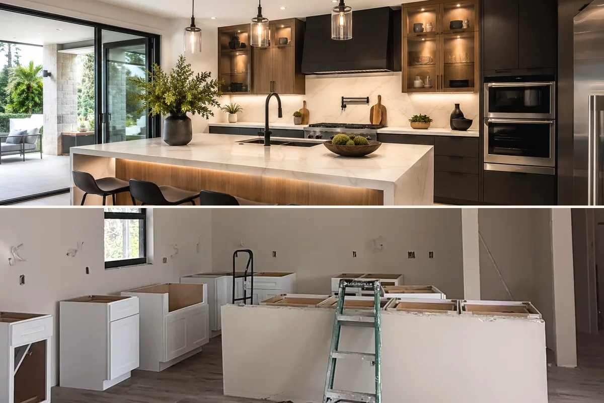 Kitchen remodeling detail for Venice showing coordinated finished-room work