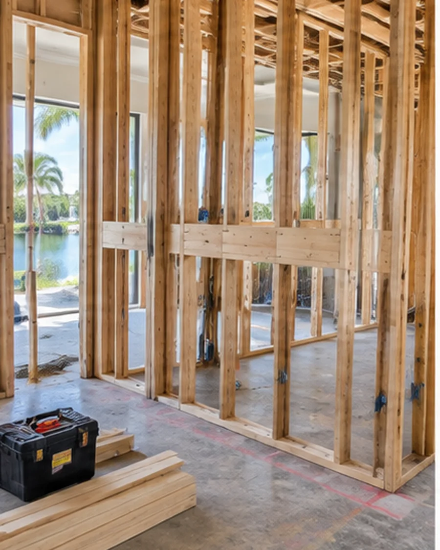 Interior reconstruction work after water damage