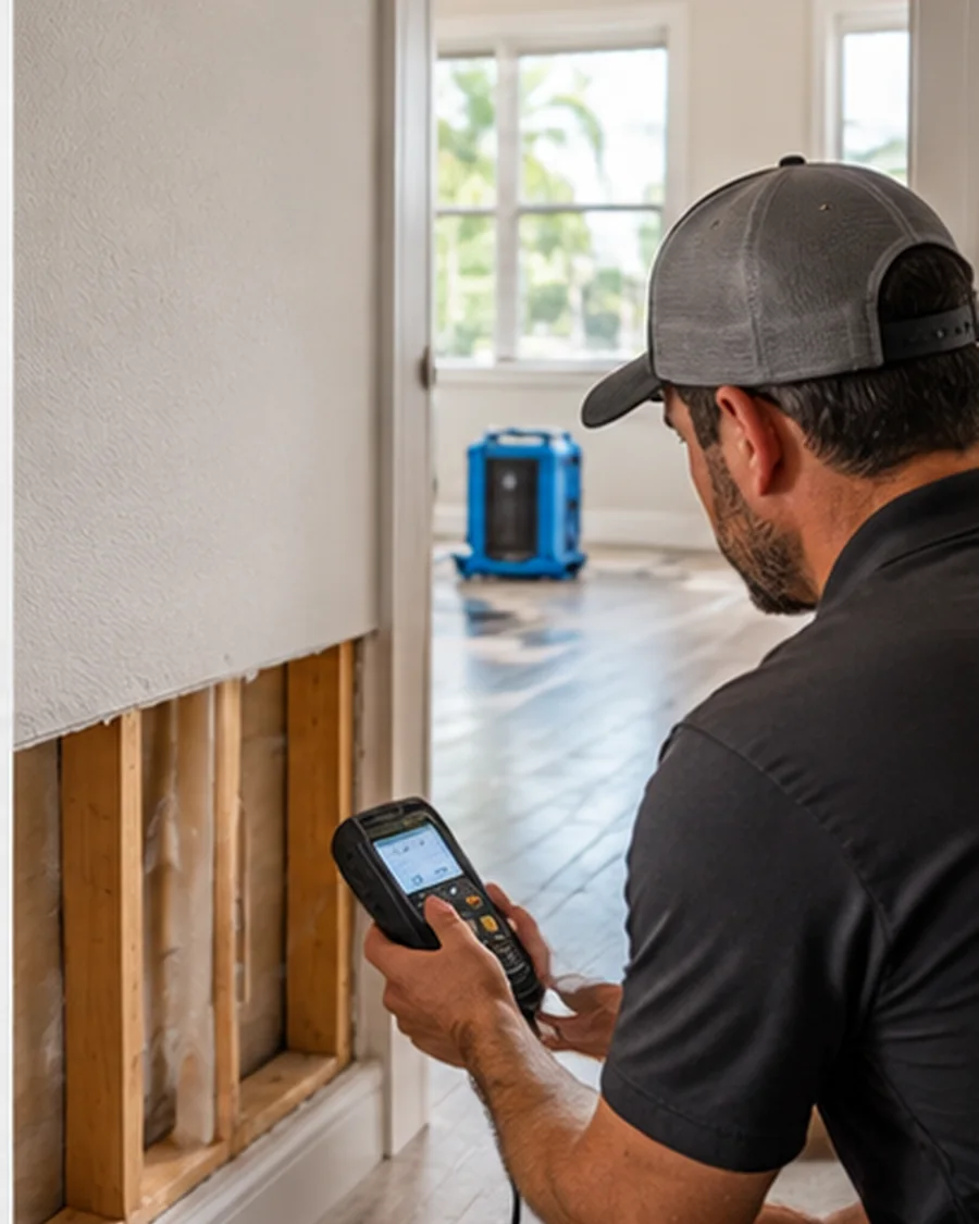 Moisture monitoring during a structural drying project
