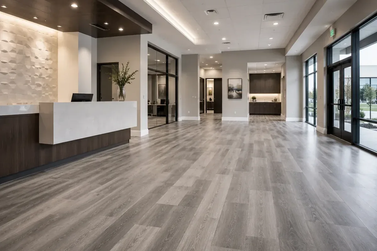 Sarasota finished commercial interior with a durable professional floor and controlled edges.