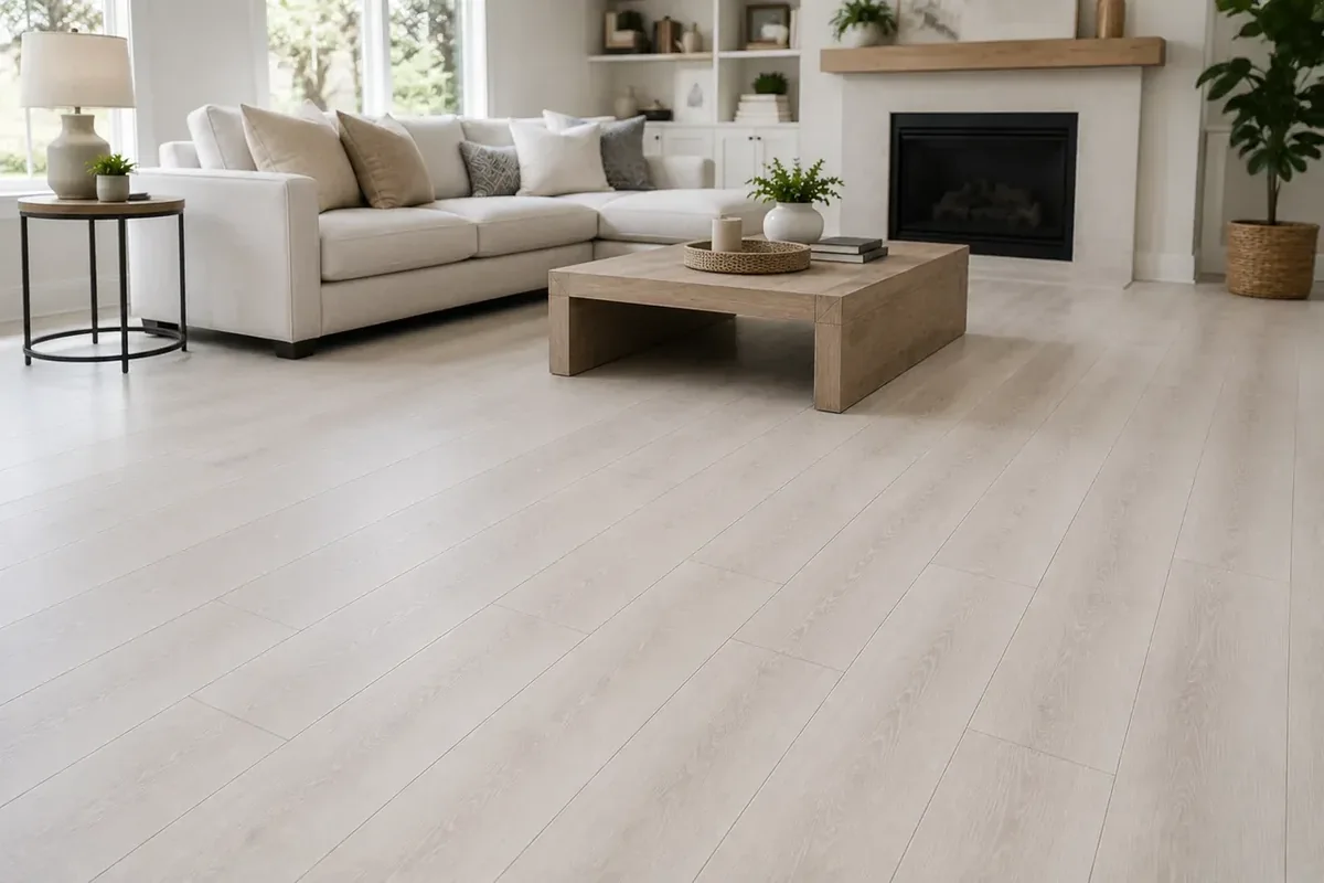Sarasota finished living space with a light floor, clean baseboard line and open room feel.