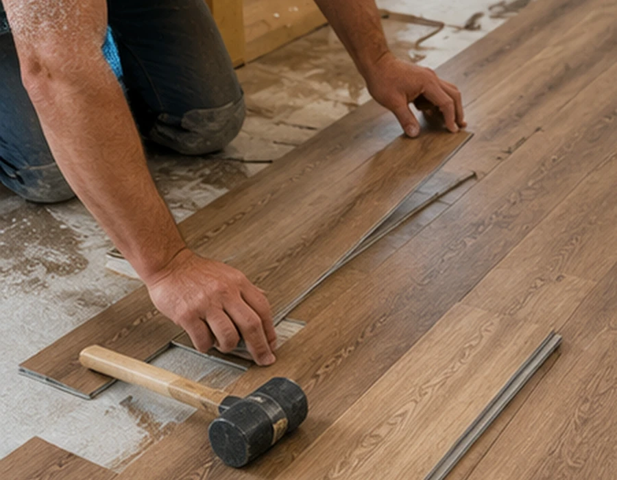 Luxury vinyl plank flooring installation