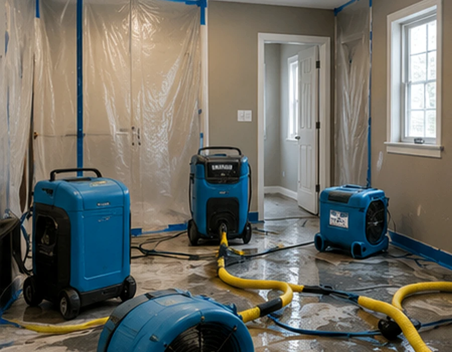 Professional drying equipment used during water damage restoration