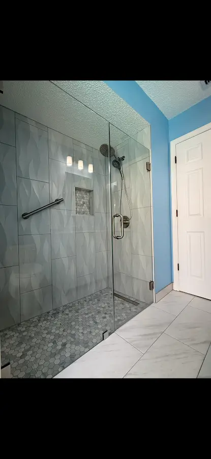 After bathroom remodel: updated shower area with finished look