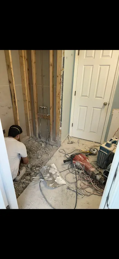 Before bathroom remodel: demolition and prep stage prior to new finishes