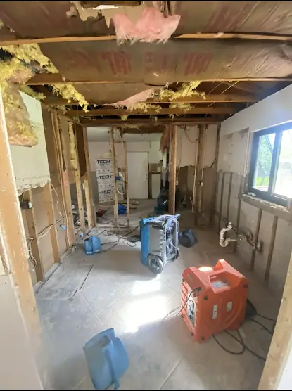 Before restoration: water damage area before drying and repair in Southwest Florida home