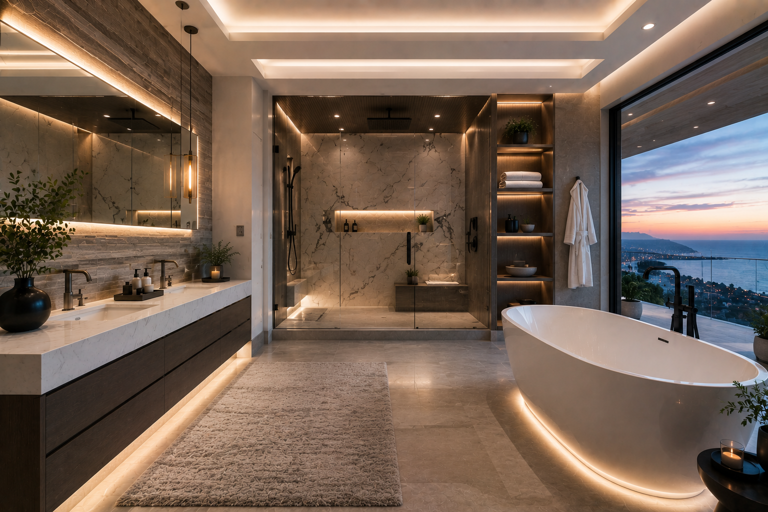 Bathroom remodeling contractor Sarasota County FL modern tile shower and vanity remodel