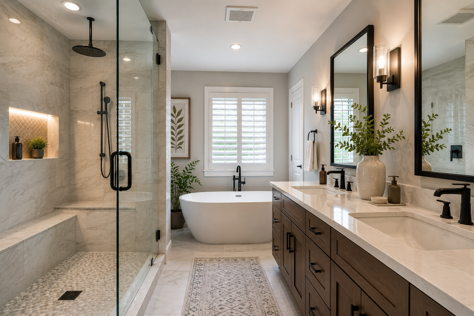 Bathroom remodeling ideas Sarasota County FL custom tile shower and vanity renovation