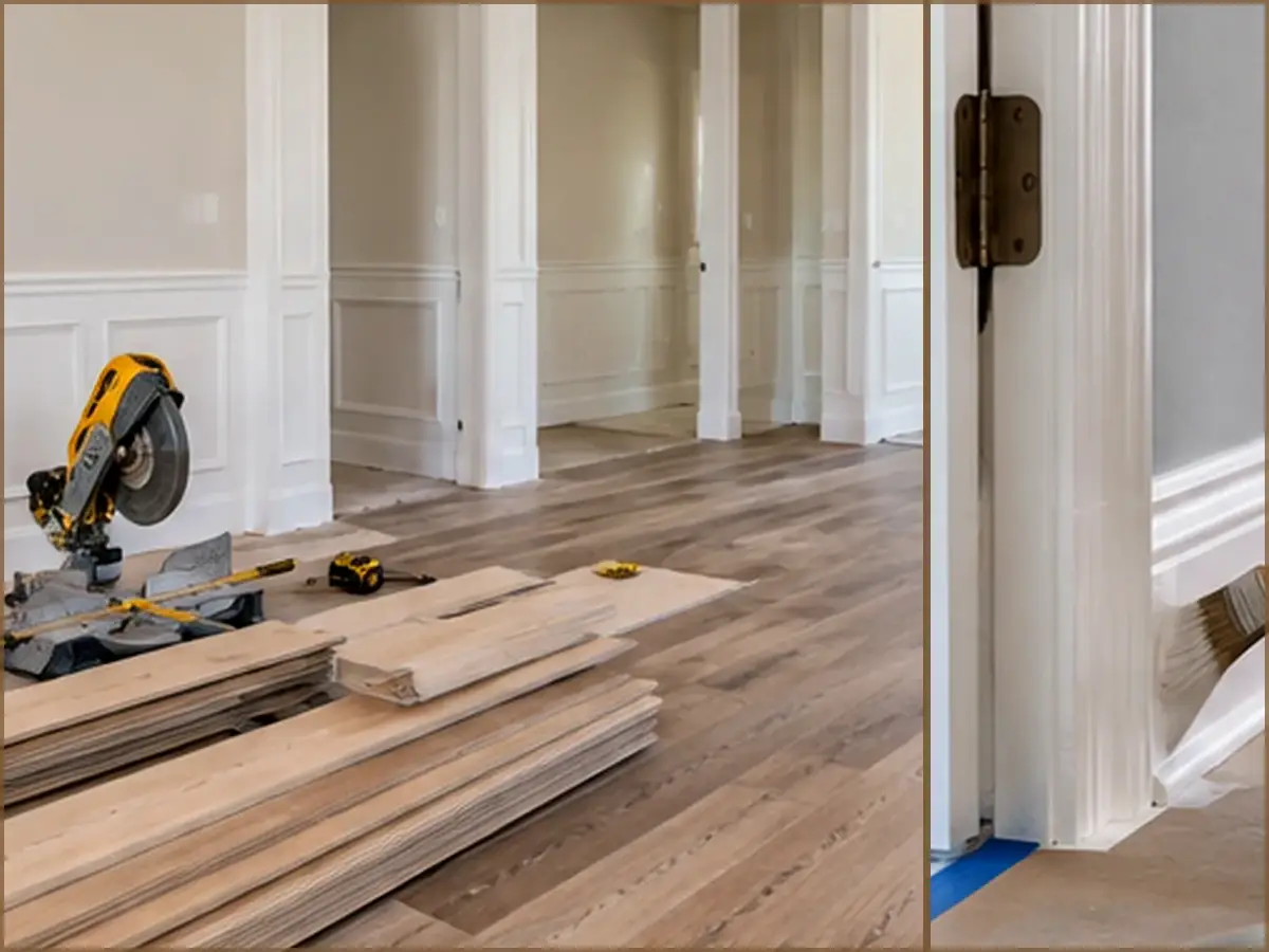 Flooring and trim detail work in a hospitality interior