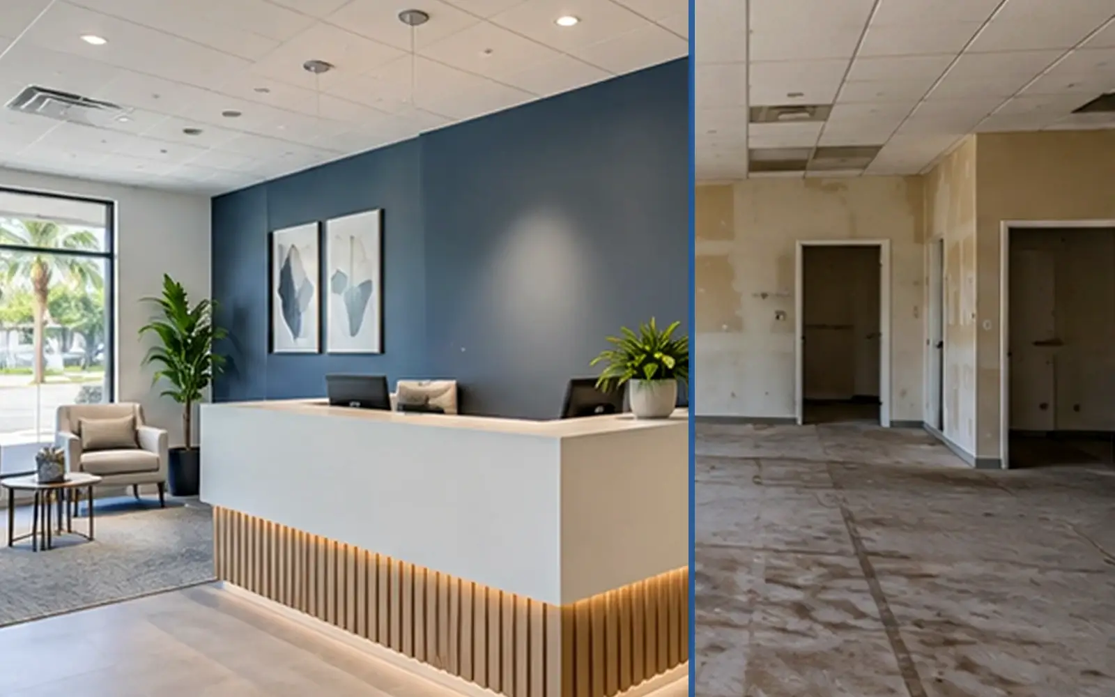 A renovated professional office and reception area in Southwest Florida