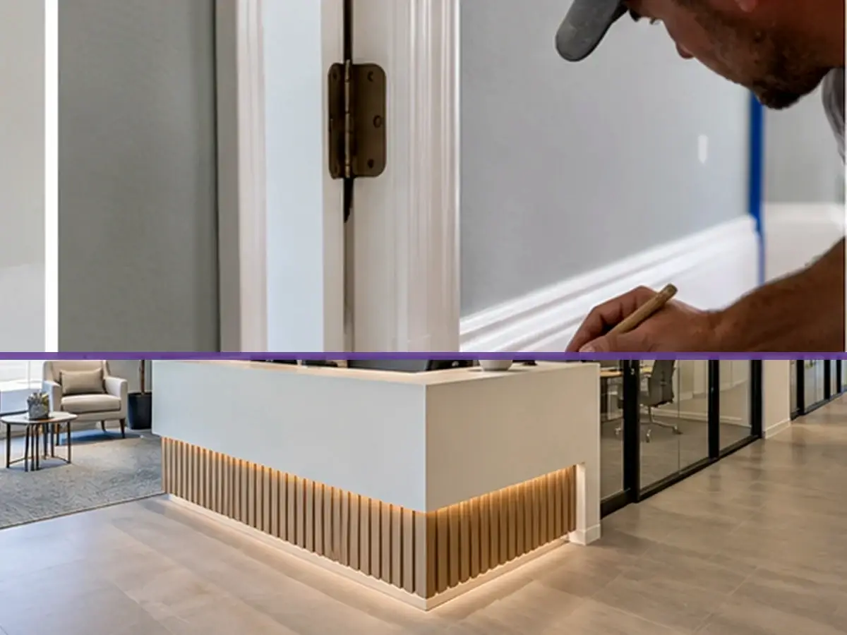 Customer-facing trim and finish details after retail remodeling