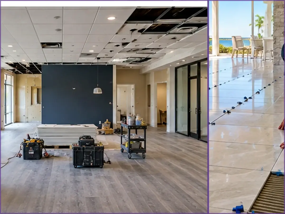 Flooring and finish installation in a retail interior