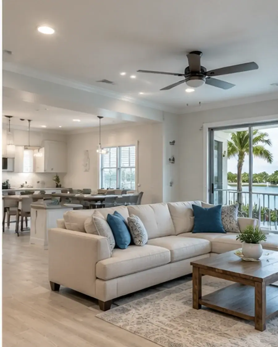 Finished living area after storm-related interior repair and restoration