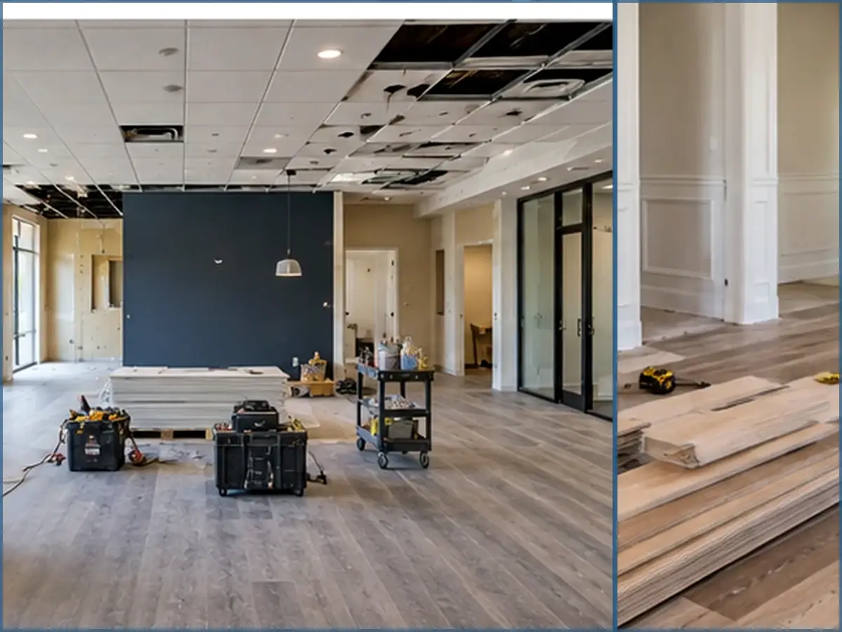 Flooring and interior finish installation during tenant improvements