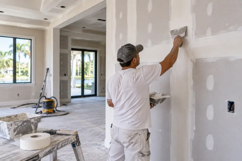 Drywall taping mudding and finishing during a Southwest Florida interior renovation